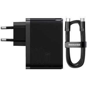 Baseus GaN5 100W Snellader met Fast Charge  100W USB-C Kabel Zwart