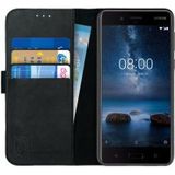 Rosso Deluxe Nokia 8 Hoesje Echt Leer Book Case Zwart