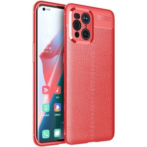 Oppo Find X3 Pro Hoesje Litchi Textuur Kunstleer Back Cover Rood