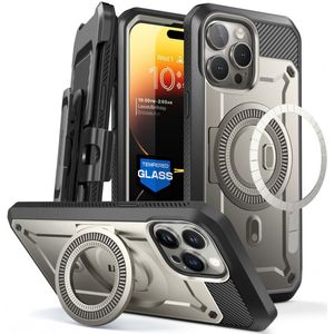 SUPCASE UB Mag Pro Apple iPhone 15 Pro Max Hoesje MagSafe Stand Grijs