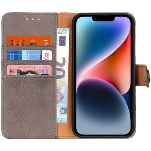 KHAZNEH Apple iPhone 14 Hoesje Portemonnee Book Case Kunstleer Khaki