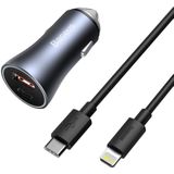 Baseus Fast Charge Autolader 40W - Lightning Kabel 1M - Grijs