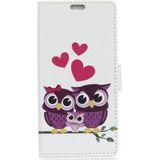 Alcatel U5 4G Portemonnee Hoesje met Uil Opdruk