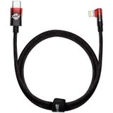 Baseus MVP2 90° USB-C naar Lightning Kabel PD 20W Haakse Hoek 2M Rood