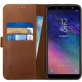 Rosso Deluxe Samsung Galaxy A6 Plus hoesje Echt Leer Book Case Bruin
