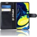 Samsung Galaxy A80 Lychee Portemonnee Hoesje Zwart