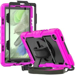 Samsung Galaxy Tab A7 Lite Hoes met Screen Protector en Handriem Roze