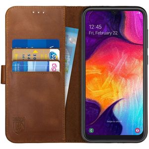 Rosso Deluxe Samsung Galaxy A70 Hoesje Echt Leer Book Case Bruin