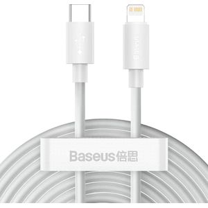 Baseus USB-C naar Apple Lightning Kabel 20W PD 1.5M Wit (2-Pack)