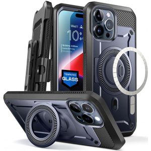 SUPCASE UB Mag Pro Apple iPhone 15 Pro Max Hoesje MagSafe Stand Blauw