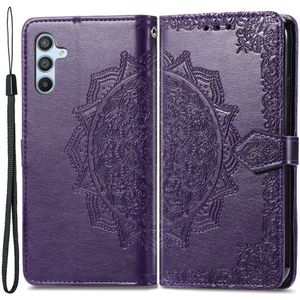 Samsung Galaxy A54 Hoesje Mandala Book Case met Pasjeshouder Paars