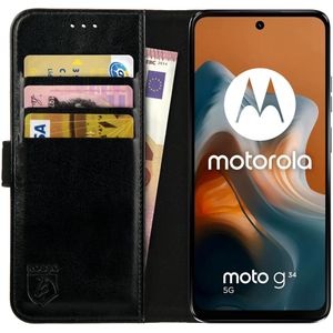 Rosso Element Motorola Moto G34 Hoesje Book Case Wallet Zwart