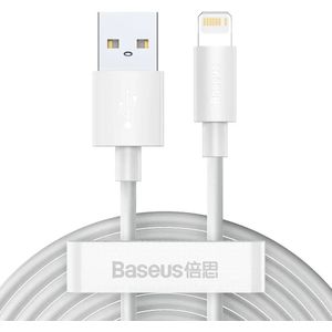 Baseus 2.4A USB naar Lightning Kabel 20W 1.5M Wit (2-Pack)