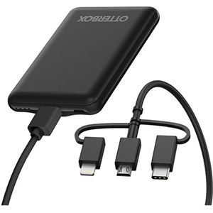 OtterBox USB-A Powerbank 5.000 mAh 10W met 3-in-1 Kabel 1M Zwart