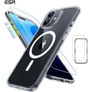 ESR Classic Pro Apple iPhone 16 Hoesje MagSafe  Tempered Glass Transparant