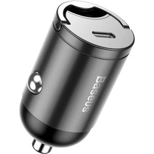 Baseus Tiny Star Mini Autolader USB-C 30W met Quick Charge Grijs