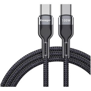 Essager Star 100W USB-C Snellaad Kabel PD 5A QC 4.0 0.5M Zwart