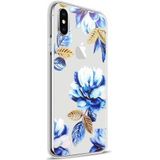 Apple iPhone X TPU Hoesje Blauwe Bloem Transparant