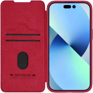 Nillkin Qin Pro Leather iPhone 15 Hoesje Book Case Camera Slider Rood