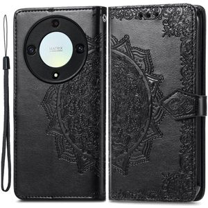 Honor Magic5 Lite Hoesje Mandala Book Case met Pasjeshouder Zwart