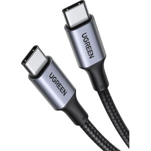 UGREEN 5A Gevlochten USB-C naar USB-C Kabel 100W Fast Charge 1M Zwart