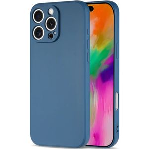 Apple iPhone 16 Pro Hoesje met Camera Bescherming Dun TPU Back Cover Blauw