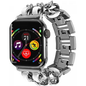 Apple Watch Bandje - 1-9/SE/Ultra 49MM/45MM/44MM/42MM - Gevlochten  RVS - Wit
