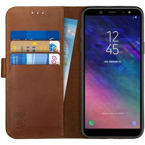 Rosso Deluxe Samsung Galaxy A6 Hoesje Echt Leer Book Case Bruin