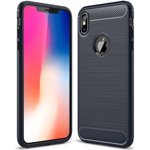 Apple iPhone XS Max Geborsteld TPU Hoesje Blauw