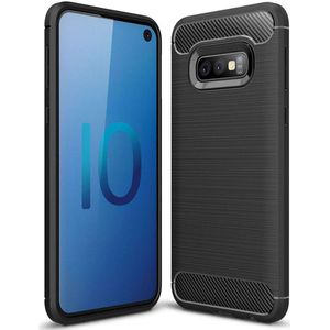 Samsung Galaxy S10E Geborsteld TPU Hoesje Zwart