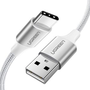 UGREEN Gevlochten USB-A naar USB-C Kabel 3A Fast Charge 1 Meter Wit