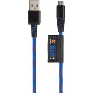 Xtorm Solid Blue USB naar Micro USB Gewoven Kabel 1M Blauw