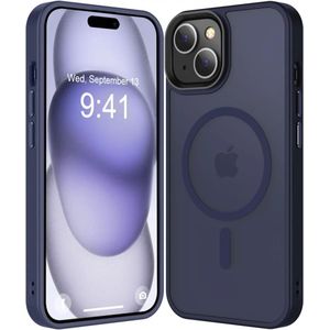 Apple iPhone 15 Plus Hoesje met MagSafe Back Cover Matte Donkerblauw