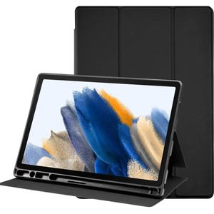 Samsung Galaxy Tab A8 Hoes Luxe Tri-Fold Book Case Kunst Leer Zwart