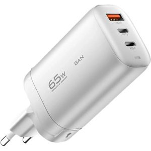 Essager GaN Snellader 65W Power Delivery en Quick Charge Adapter Wit