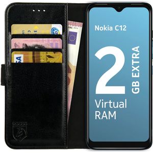 Rosso Element Nokia C12 Hoesje Book Case Wallet Zwart