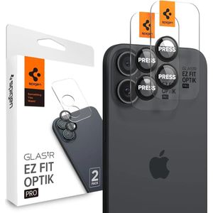 Spigen EZ Fit Optik Pro iPhone 16/16 Plus Camera Protector Zwart (2-Pack)