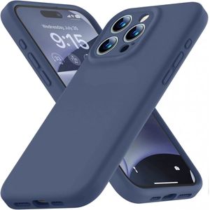 Apple iPhone15 Pro Max Hoesje Camera Bescherming Siliconen Donkerblauw