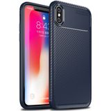 Apple iPhone XS / X Siliconen Carbon Hoesje Blauw