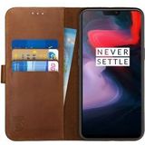 Rosso Deluxe OnePlus 6 Hoesje Echt Leer Book Case Bruin