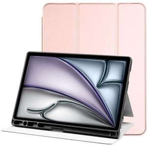 Apple iPad Air 13 (24/25) Hoes Luxe Tri-Fold Book Case Kunst Leer Roze