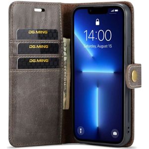 DG Ming Apple iPhone 15 Pro Hoesje Retro Wallet Book Case Grijs