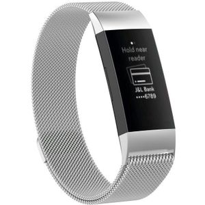 Fitbit Charge 4 / Charge 3 Bandje Milanese Staal Magnetisch Zilver