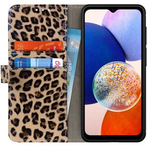 Samsung Galaxy A14 Hoesje Portemonnee Book Case Luipaard Print