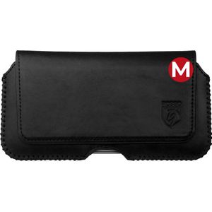 Rosso Deluxe Hoesje Belt Case Met Riemlus Echt Leer Medium Zwart