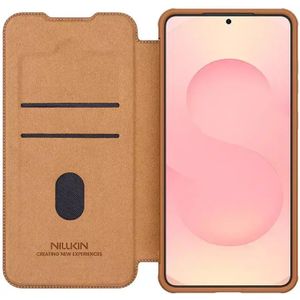 Nillkin Qin Pro Samsung Galaxy S25 Edge Hoesje Book Case met Camera Slider Bruin