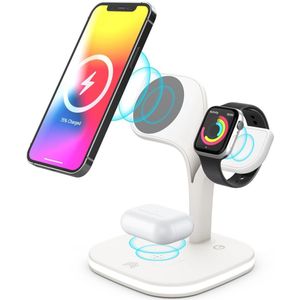 4 -in-1 Station 15W Draadloze Oplader Apple iPhone/AirPods/Watch Wit