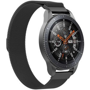 Universeel Smartwatch 22MM Bandje - Milanese - Roestvrij Staal - Zwart