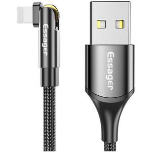 Essager 3A 180° Draaibare USB naar Lightning Oplaad Kabel 1M Zwart