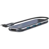 Baseus USB-C / USB / HDMI Hub 60W 5 Poorten voor Laptop/MacBook Grijs